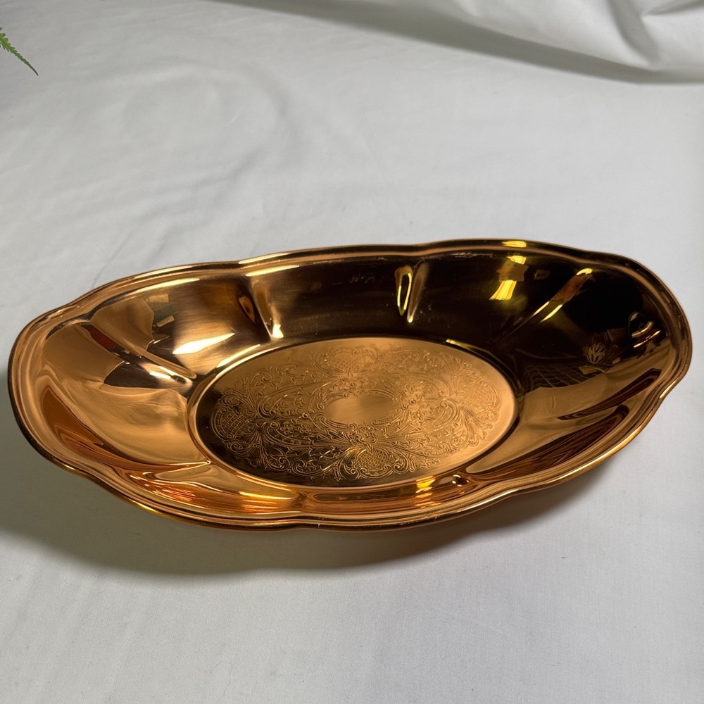 Copper Oval Serving Tray 12 X 7 inches Solid Copper